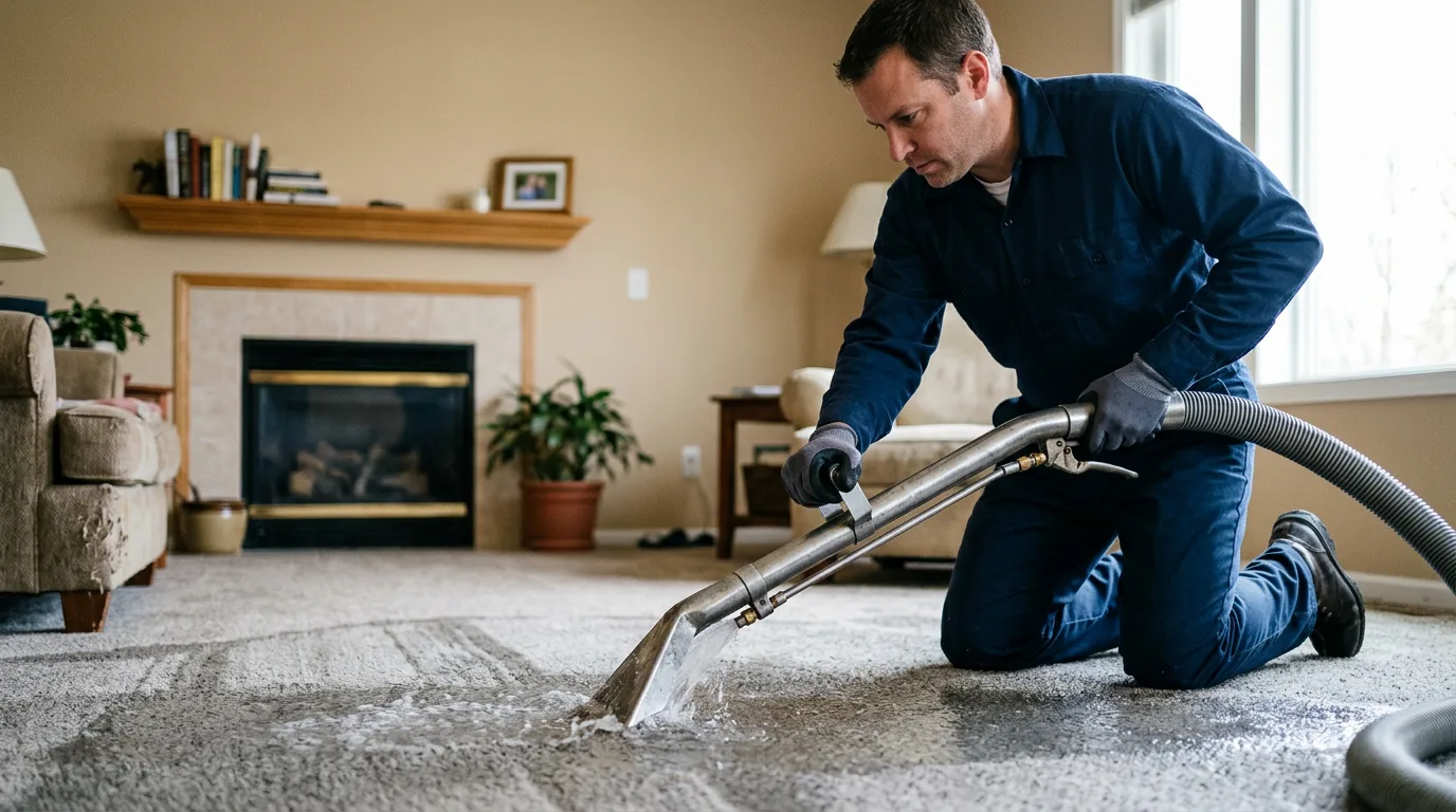Water damage restoration technician working near Erie, ND